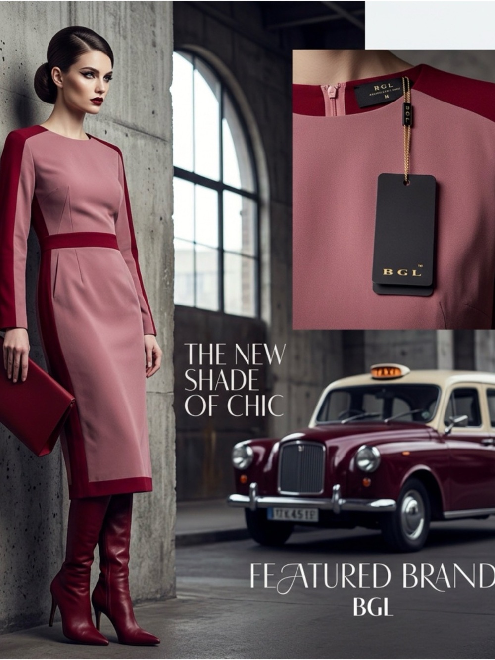 BGL Figure Flattering
Colorblock Sheath Dress
Burgundy Mauve US 8 EU40 MSRP$980